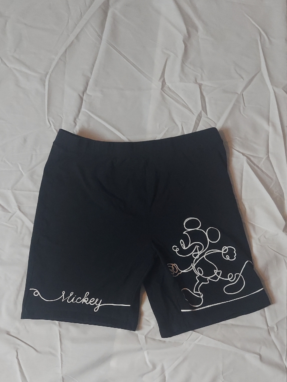 Disney Black Women’s Bike Shorts with White Mickey Outline